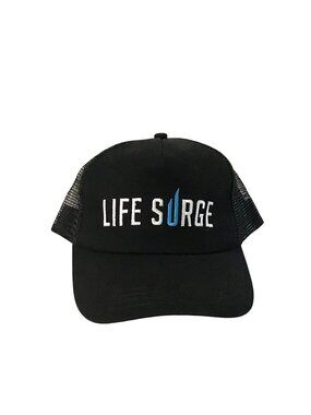 LIFE SURGE SNAP BACK BLACK HAT WITH FRONT LOGO